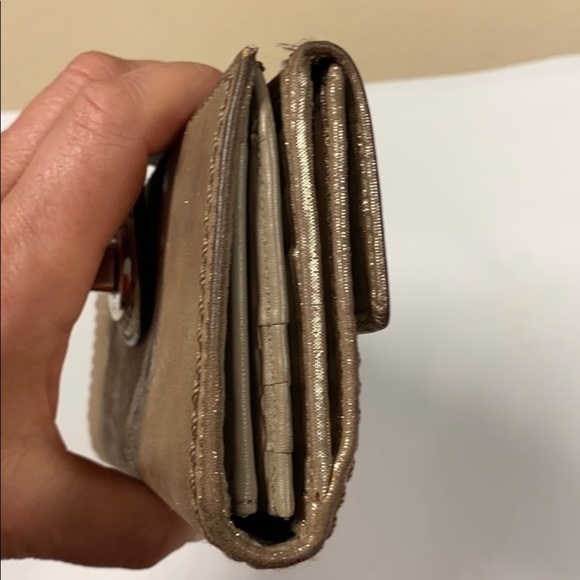 Coach Metallic Gold Leather Turnlock Clutch Wallet - Picture 6 of 15